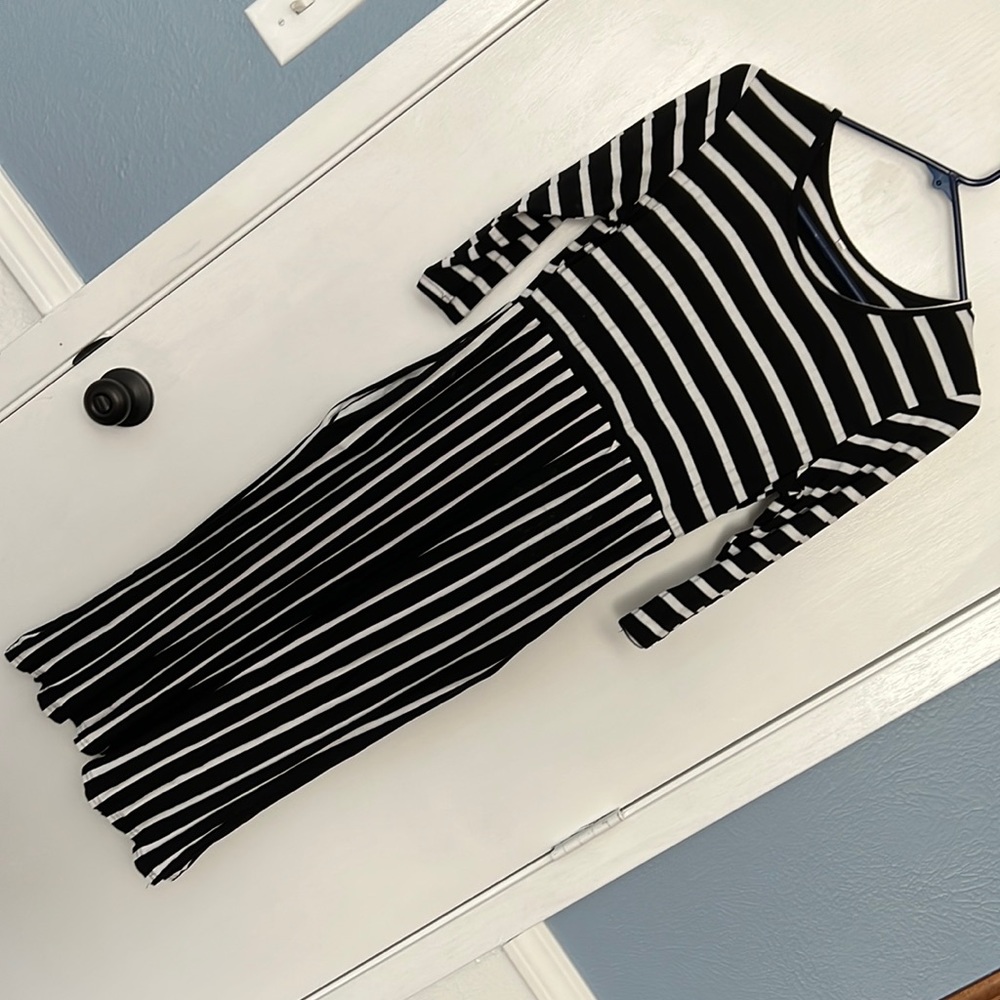 Black and white striped dress